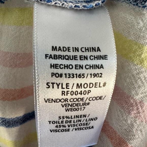 Splendid Small Linen Blend Button Up Striped Shirt Coastal Cottage Core - Picture 11 of 11